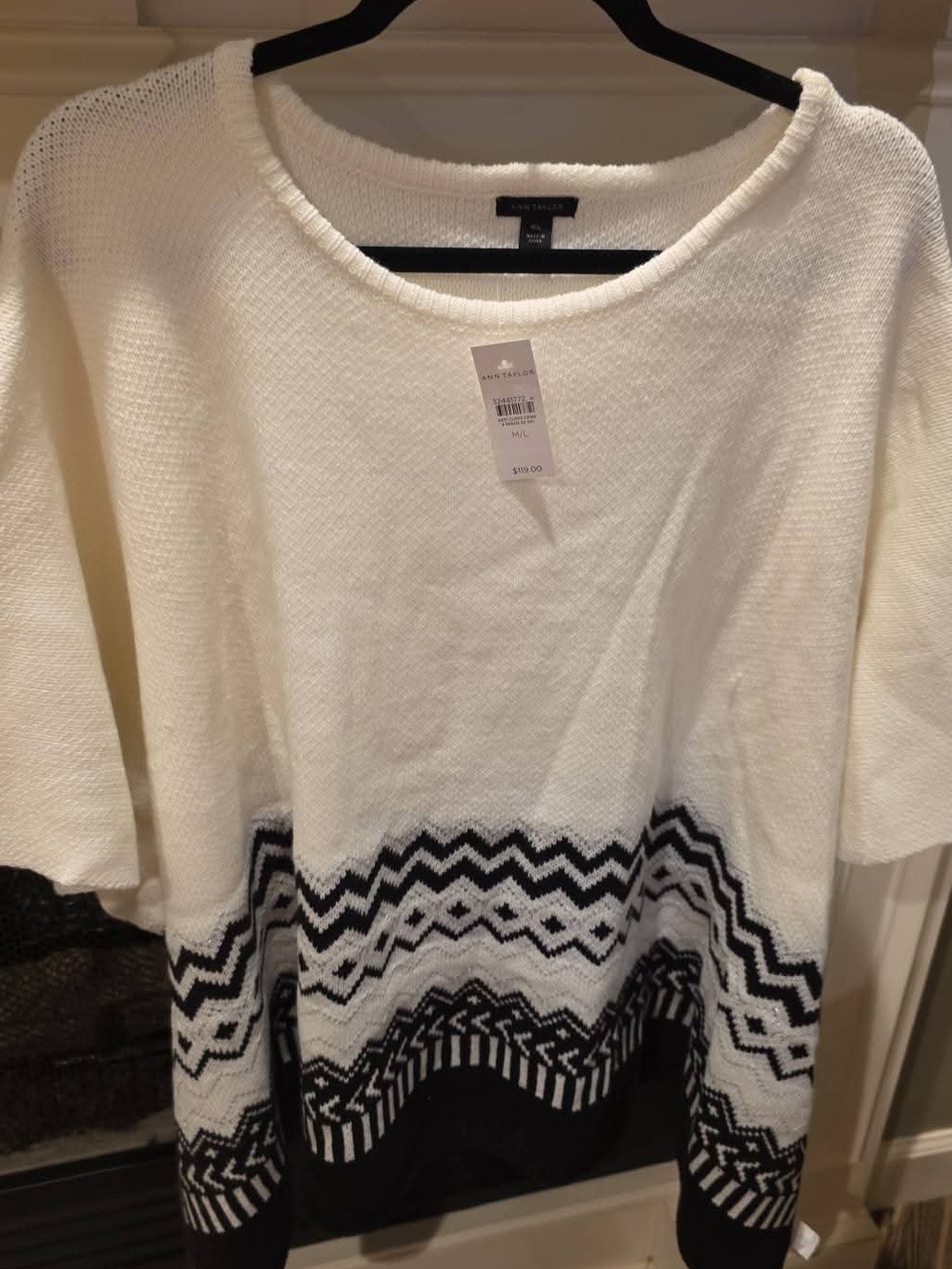 Ann Taylor Cream Textured Knit Poncho/Shawl
